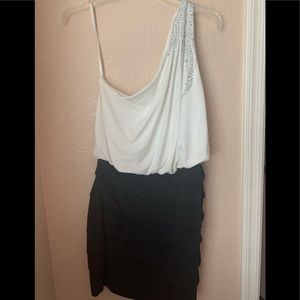 Black and White One Shoulder Dress